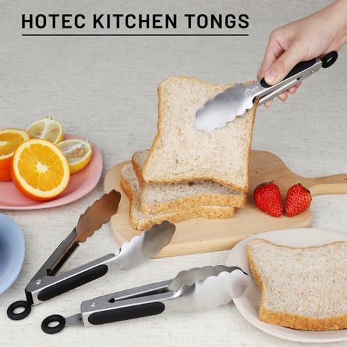Hotec Mini Stainless Steel Kitchen Tongs for Cooking - 7-Inch Small Serving Tongs Metal Food Tongs Non-Slip Grip - Image 5