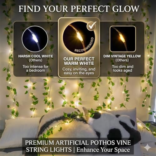 suddus 33FT 100LED Pothos Vine Fairy Lights Battery Operated Copper Wire - Image 3