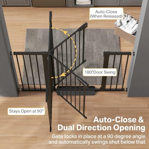 Cumbor 2-Pack 29.7-51.5 in Extra Wide Baby Gate for Stairs, Dog Gate Black - Image 5