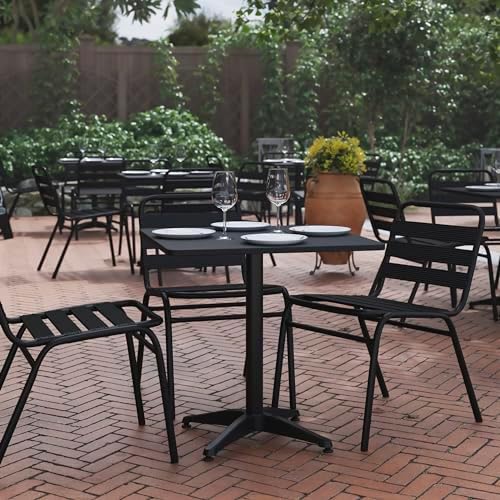 Flash Furniture 27.5 in Indoor/Outdoor Square Table with Base, Black - Image 2