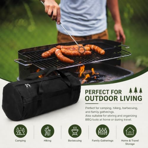 24 Inch Large Capacity Grill Tool Storage Bag, BBQ Tool Organizer with Zipper and Handle, Outdoor Cooking Utensil Storage Case for Camping, Hiking, Black - Image 6