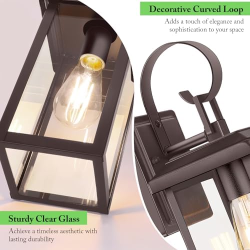 BesLowe 2-Pack 15" Outdoor Wall Light Fixtures, Brown Modern Porch Sconces - Image 4