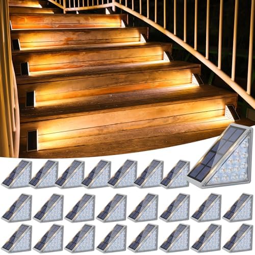 VOLISUN Solar Stair Lights 24 Pack, Solar Step Lights Outdoor Waterproof by VOLISUN