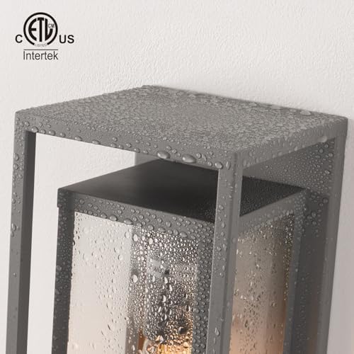 mirrea 14" Modern Outdoor Porch Wall Light, Matte Gray, 2 Pack - Image 6