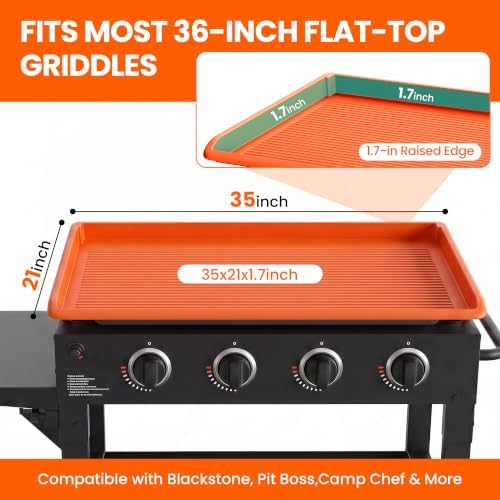 Silicone Griddle Cover Mat for Blackstone 36in, Raised-Edge Orange - Image 2