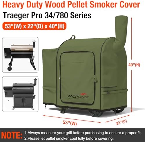 Foldable Grill Cover for Traeger Pro 34/780 Series, Waterproof 600D Heavy Duty Wood Pellet Smoker Cover, Fade＆Tear Resistant Pellet Grill Cover for Texas Elite 34 700/600/550,Green - Image 5