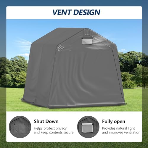 COVERONICS 8' x 8' Outdoor Portable Storage Shelter Shed, Grey - Image 5