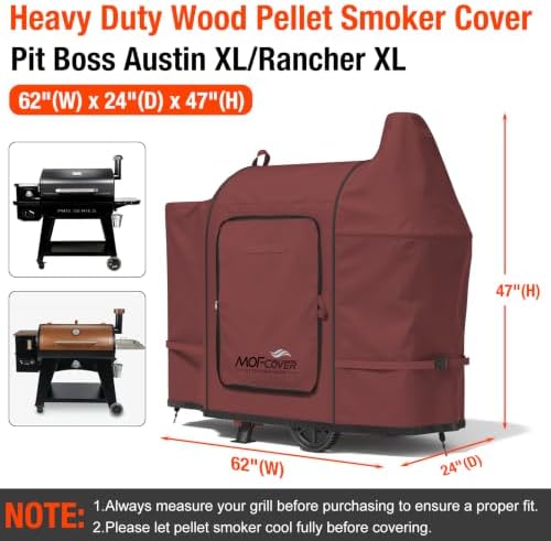 Foldable Grill Cover for Pit Boss Austin XL/Rancher XL, Waterproof 600D Heavy Duty Wood Pellet Smoker Cover, Fade＆Tear Resistant Pellet Grill Cover for 1000S/1100 Pro,Red - Image 5