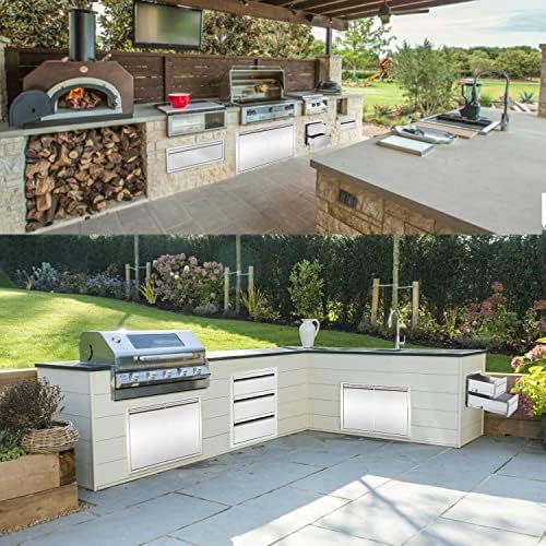 16" W Outdoor Kitchen Drawer Stainless Steel BBQ Triple Drawer Flush Mount for Outdoor Kitchen Island(Overall Size:16" W x 21" H x 23" D inch) - Image 2