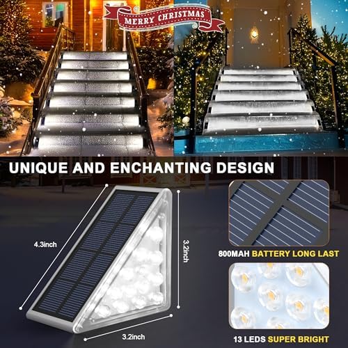 AUDLES LED Solar Step Lights Waterproof Outdoor Stair Lights, Solar Deck Lights Outdoor Decor IP67 Solar Decoration Lights for Yard (Cool White, 12 Pack) - Image 5