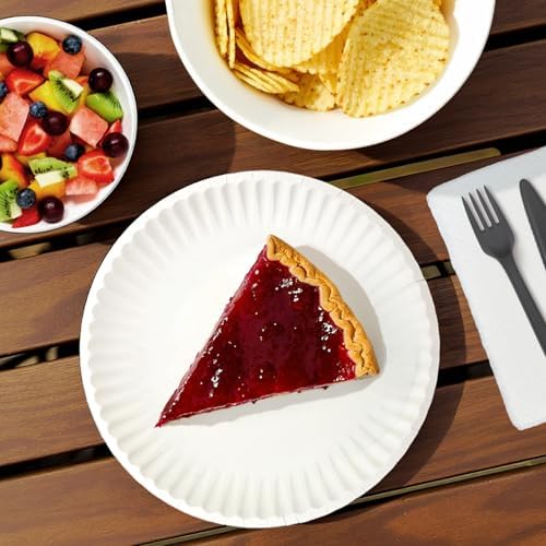 Amazon Basics 9" Uncoated White Paper Plates, Microwave Safe, 100 Count (Pack of 4) - Image 4