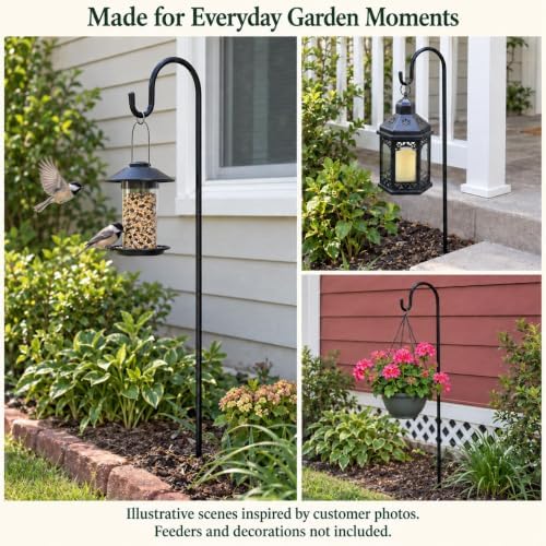 Ottsuls Bird Feeder Pole, 45 INCH Heavy Duty Shepherds Hooks for Outdoor with 5 Prong Base, Adjustable Stand Hanger for Garden Plant, Hummingbird Feeder, Lantern, Hanging Wedding Decor (2 Pack) - Image 5