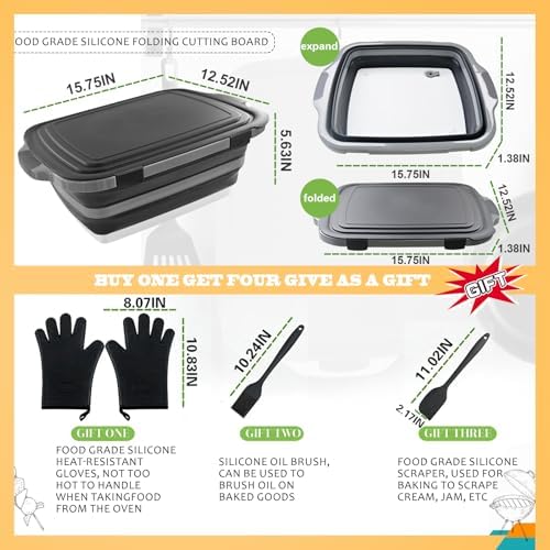 Collapsible BBQ Prep Tub with Lid & Cutting Board, 8L Meat Marinating Basin - Image 3