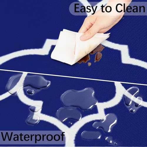 Fitted Round Tablecloth with Umbrella Hole and Zipper Navy Blue Outdoor Elastic Table Cloth 36"-44" Oil-Proof Waterproof Patio Table Cover for Dining Picnic Camping - Image 5