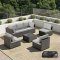 Patio Furniture Set - All-Weather - 7 Piece Patio Outdoor Conversation Set, Modular Wicker Rattan Sectional Sofa for Backyard, Garden, Poolside, Balcony, Porch, Patio,Black/Light Gray by Unknown