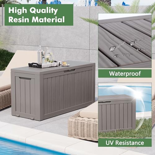 Outdoor Storage Waterproof Deck Box for Patio (80 Gallon, Grey) - Image 4