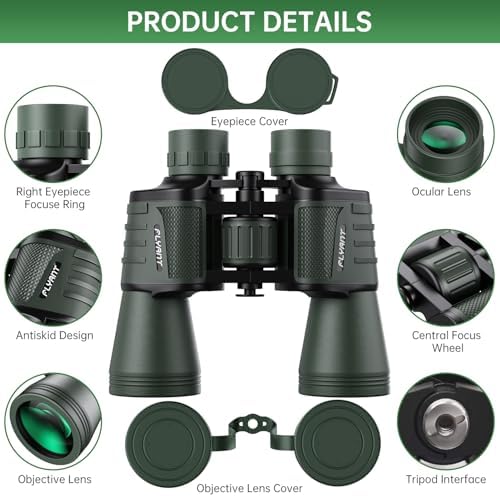 20x50 High Powered Binoculars for Adults, Waterproof Binoculars with Low Light Vision for Bird Watching Hunting Camping Travel Cruise Hiking Sports Stargazing, Gifts for Men Dad - Image 2