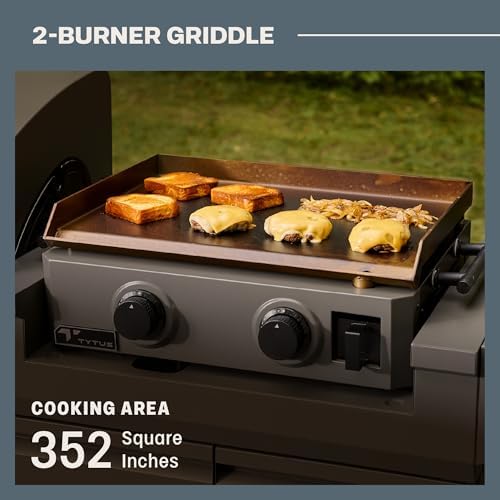 Tytus 3-in-1 Gas Grill, Charcoal Grill, Gas Griddle, Cover, Light, Stone - Image 5