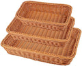 KEILEOHO 3 Packs Poly Wicker Bread Baskets Set of 16 14 12 Inch, Handmade Woven Pantry Organizer, Tabletop Food Serving Baskets for Fruits, Vegetables and Snacks, Restaurant, Hotel Serving, Brown by KEILEOHO