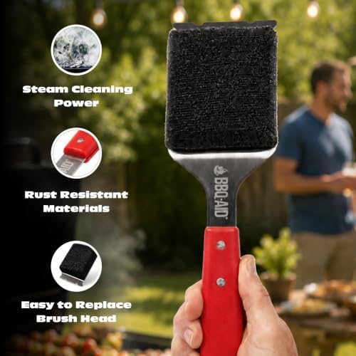 Bristle Free Grill Brush Cleaner and Scraper for Barbecue, Replaceable Head - Image 3