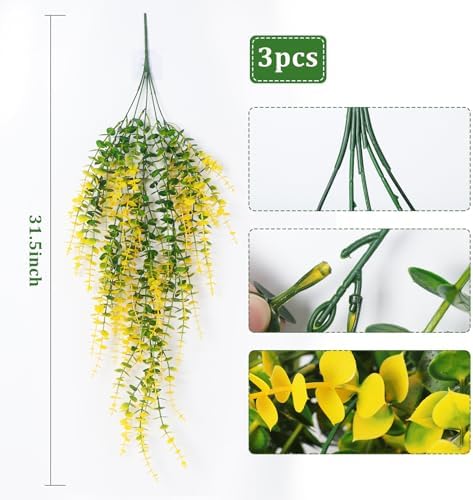 RECUTMS Artificial Plants Hanging Outdoor Fake Yellow Plants Hanging Vines - Image 2