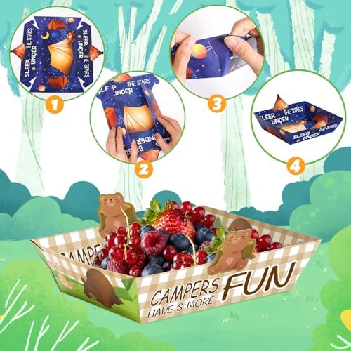 Fancy Land Camping Party Supplies Nacho Boats Camping Adventure Paper Trays - Image 4