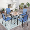 SUNSHINE VALLEY Patio Dining Set for 4, 37" Metal Table & Blue Chairs by SUNSHINEVALLEY