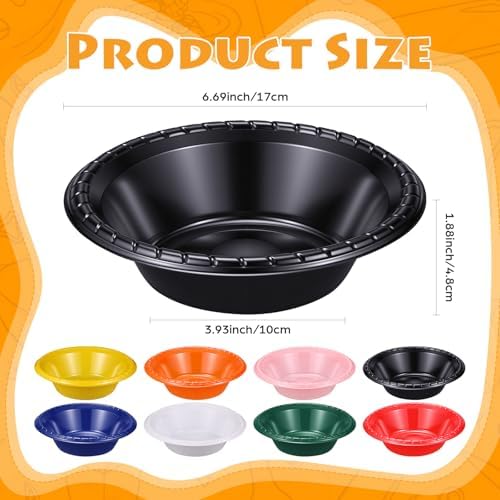 24 Pack 16oz Black Disposable Plastic Bowls Dessert, Ice Cream, Salad, Soup Serving Cups for Party, Picnic, Food Snacks (Black) - Image 2