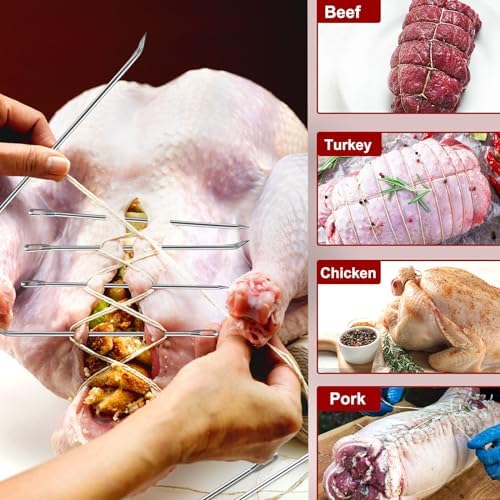Ofargo Meat Trussing Needles, Roasting Trussing Needles for Lacing Roast Turkey, Chicken, Pork Skin, Whole Hog, Lamb, and Rotisserie Pig; 3pcs Curved Needles and 3pcs Straight Needles; 6pcs in All - Image 4