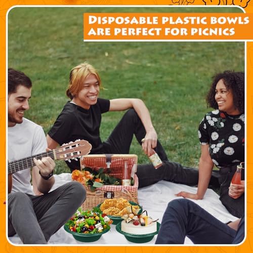 24 Pack 16oz Dark Green Disposable Plastic Bowls Dessert, Ice Cream, Salad, Soup Serving Cups for Party, Picnic, Food Snacks (Dark Green) - Image 6
