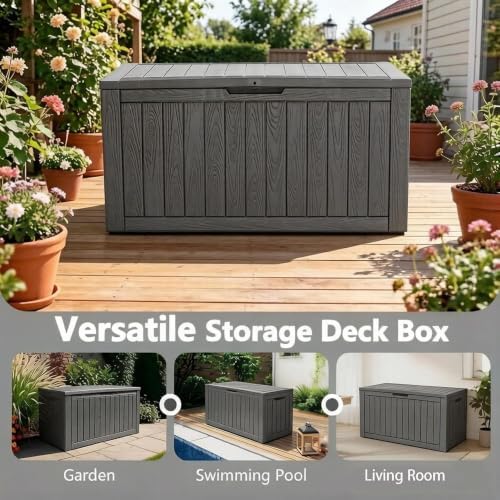 KAMABOKO Outdoor Storage Box, 140 Gallon Deck Box Outdoor Waterproof - Image 5