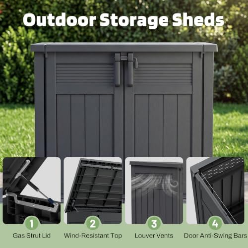 LHBcraft Large Outdoor Storage Cabinet 51 Cu Ft with Lockable, Outdoor Storage Shed with Pneumatic Hydraulic Lid-Easy to Assemble, Waterproof Outdoor Storage Box for Backyards,Patios - Image 3