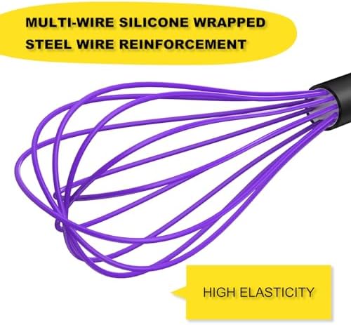 NileHome Silicone Whisk Set 8" 10" 12" Kitchen Whisk Multicolor,3-pack - Image 3