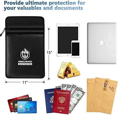 Andyer 2 Pockets Fireproof Document Bag (15"x11"), Protect Values from Fire - Image 6