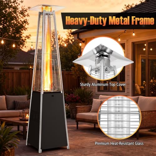 Tangkula 45000 BTU Pyramid Patio Heater with Wheels & Zippered Cover - Image 7