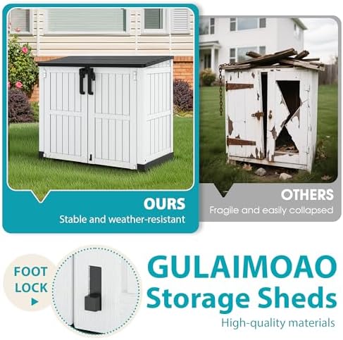 Horizontal Resin Storage Shed 36 Cu Ft with Lockable Doors, Portable Outdoor Storage Cabinet -Waterproof Outdoor Storage Box for Backyards, Easy to Assemble - Image 3