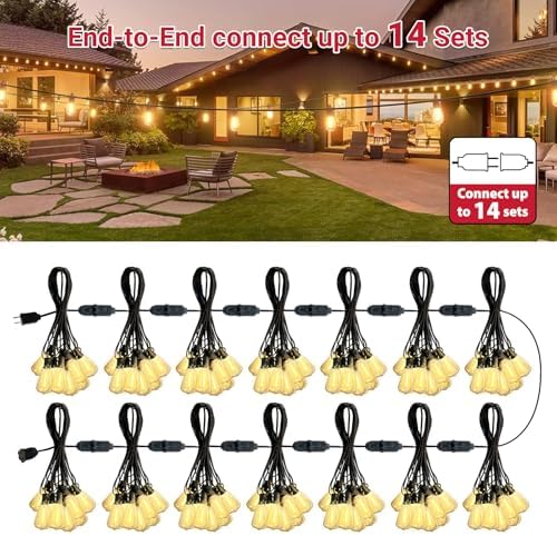 LAMPHOME LED Outdoor String Lights 100FT Patio Lights with 52 Shatterproof ST38 Vintage Edison Bulbs, Outside Hanging Light Waterproof for Porch, Deck, Garden, Backyard, Dimmable 2700K - Image 7