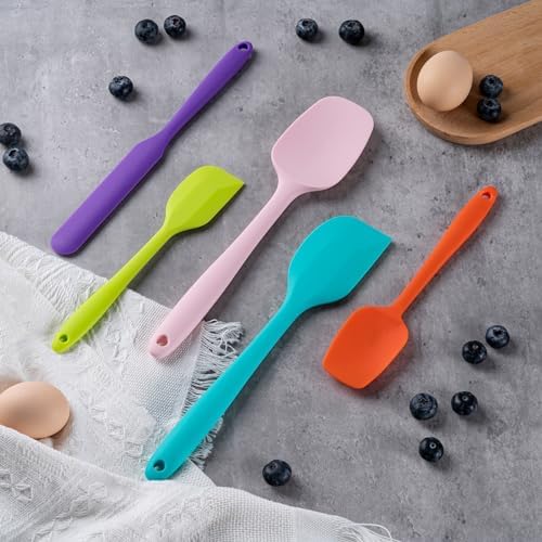 Silicone Spatula Set,5 Piece Food Grade Rubber Spatulas,RED - Image 7