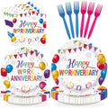 96 Pcs Happy Work Anniversary Party Decorations for Women Men, Serves 24 by Greencian