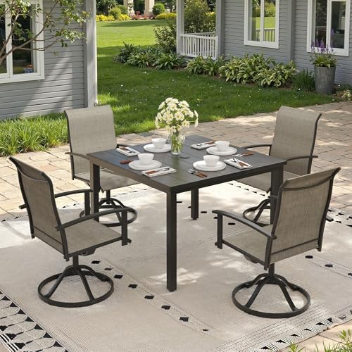 Outdoor Dining Table with Adjustable Umbrella Hole, 40.2" All-Weather Square Patio Dining Table for 4, Metal Patio Table for Garden Lawn Porch Deck Yard, Black - Image 4
