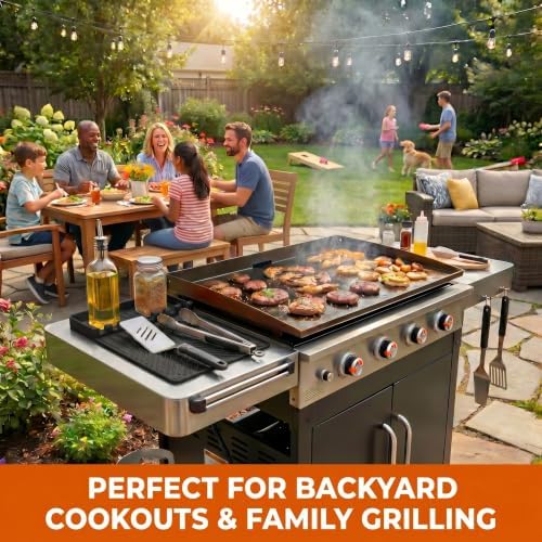 Magnetic Silicone Side Shelf Mat for Blackstone Griddle - 4 Corner Magnets, Extra Thick, Linear Drip Channels, 446°F Heat Resistant, 16"x11.5", Fits Weber Traeger Pit Boss (Black 2-Pack) - Image 4