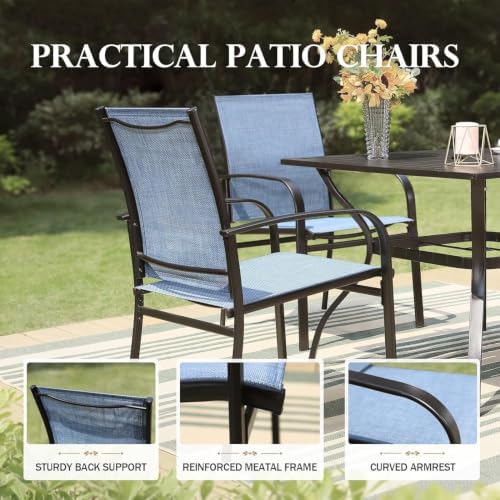 HERA'S HOUSE 7pc Outdoor Patio Dining Set for 6, Textilene Chairs, Blue - Image 6