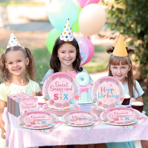 96 PCS Donut 7th Party Plates and Napkins Donuts Party Tableware Supplies Sweet Sassy Seven Year Old Plates Napkins Decors Donuts Decorations for Kids Birthday Gatherings Decorations - Image 5