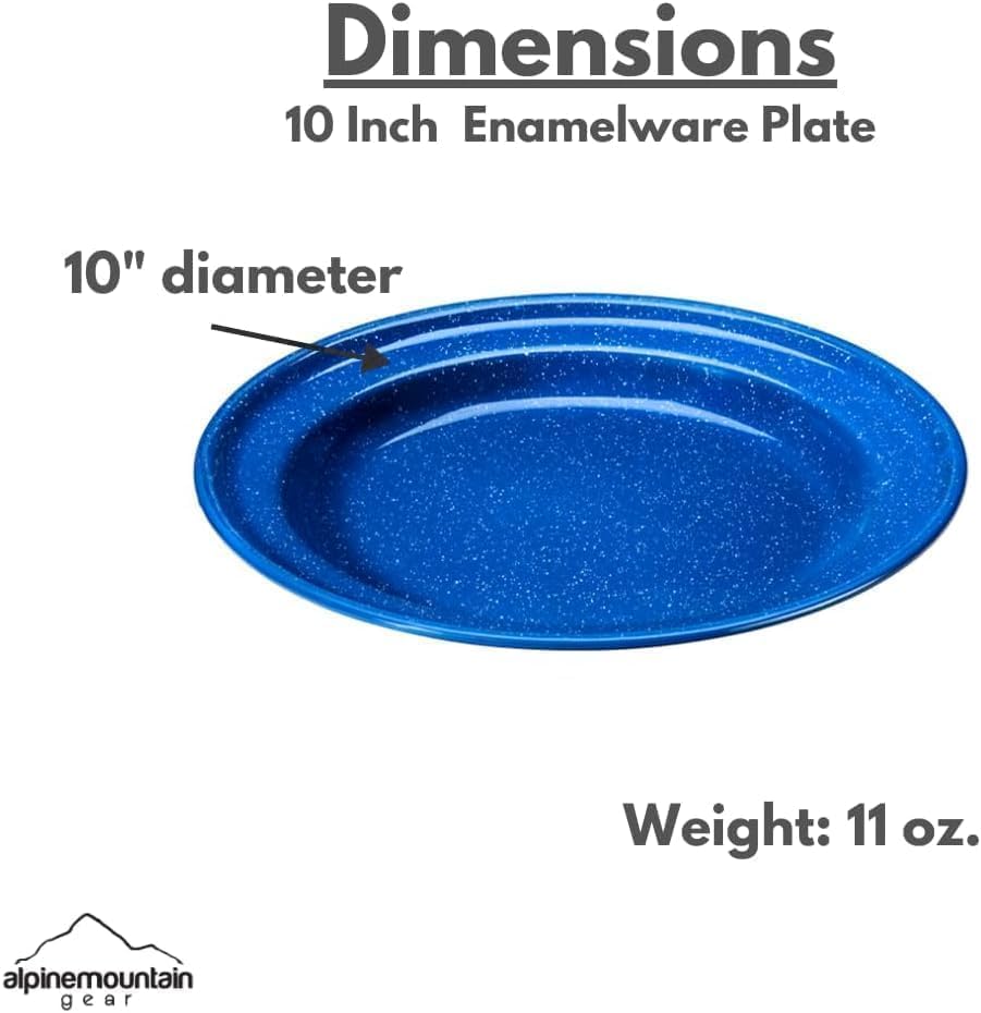 Enamelware for Camping and Backpacking - Cookware Gear Essentials for Camping and Backpacking (Made by Caddis Sports, Inc.) (10 Inch Plate (8 Pack)) - Image 6