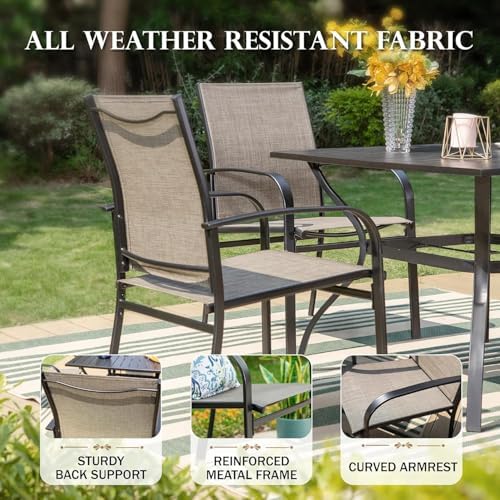 HERA'S HOUSE 9pc Patio Dining Set, Extendable Metal Table, Brown Chairs - Image 5
