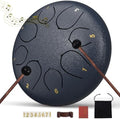 Rain Drum for Outside Garden, 6 Inches 8 Notes Steel Tongue Chakra Drums, Waterproof Echo Rain Chime Meditation Drums, Musical Instruments for Adult Gift with Bag, Music Book, Drum Mallets (Navy Blue) by INNOWARMER