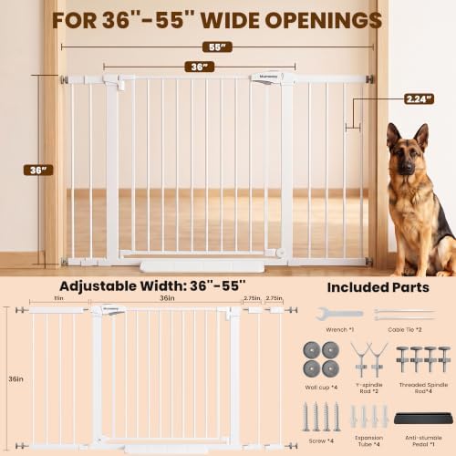Mumeasy 36" Extra Tall Baby Gate for Stairs, 36''-55'' Extra Wide Dog Gate - Image 2