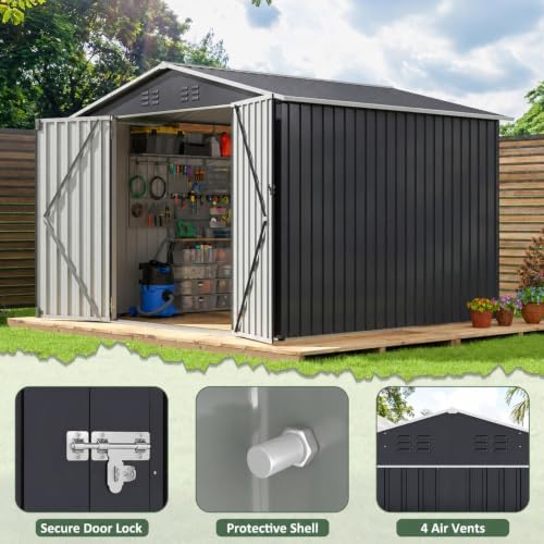 WKM 8X8 FT Outdoor Storage Shed Black - Image 2