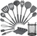 HOTEC Silicone Kitchen Cooking Utensils Set,14pcs Grey by Hotec