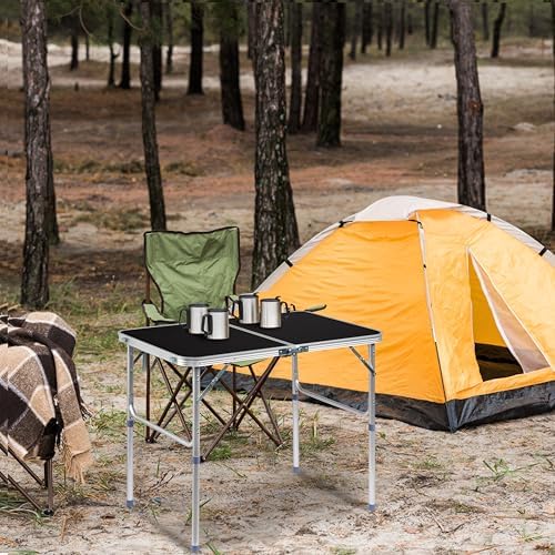 Outvita 3ft Portable Folding Camping Table Lightweight Suitcase Black - Image 2